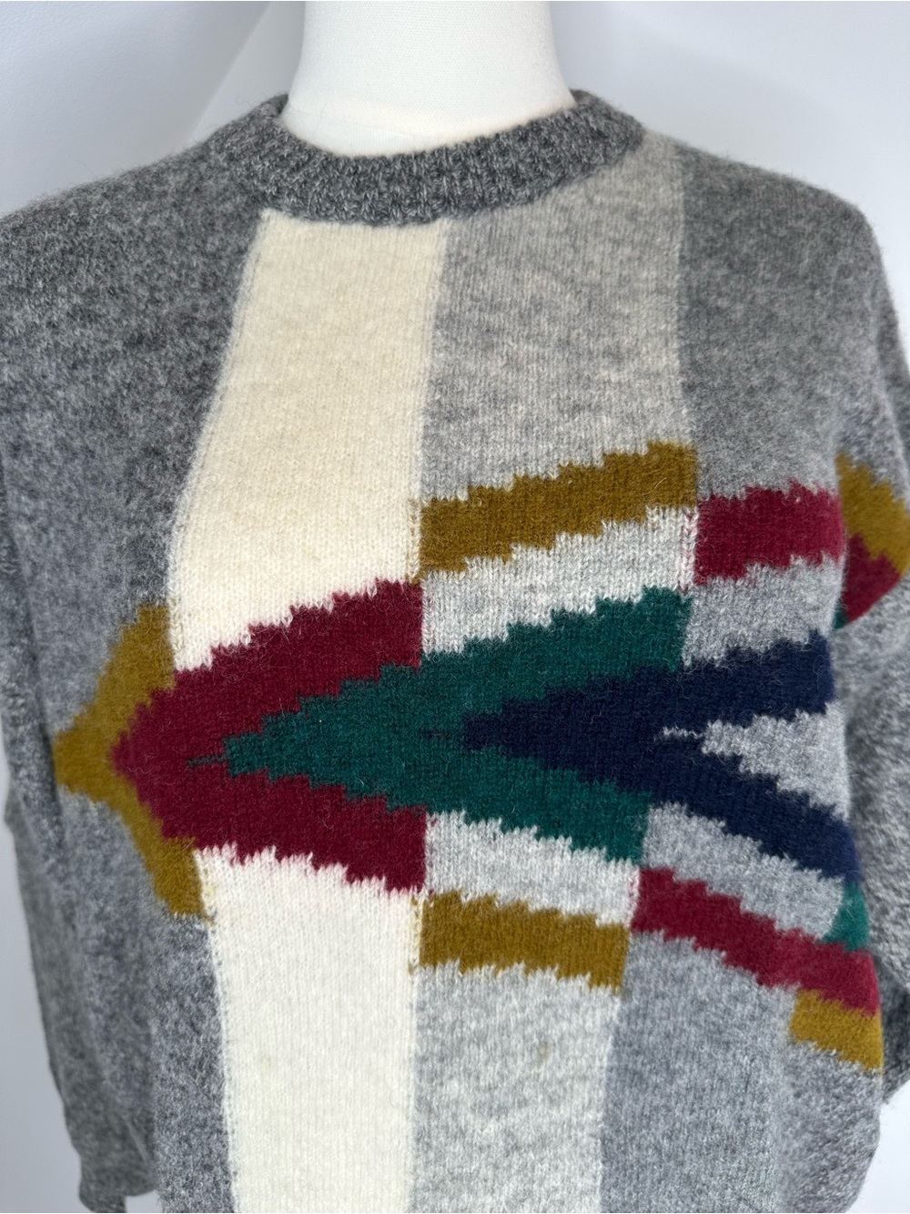 Vintage BPEHKO/Vrenko 100% Shetland Wool Abstract Sweater Gray Men’s M